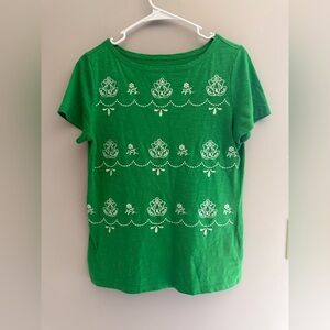 Rebecca Malone Floral Embroidered T Shirt Women’s SZ M Green Short Sleeve Summer